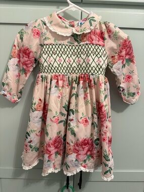 Sweet LaRose 4T Girls' Pink Floral Smocked Dress